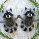 Little Raccoon brooch - felted little Coon - dry felting wool raccoon. Brooches. Woolen Zoo. Online shopping on My Livemaster.  Фото №2