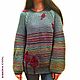 Women's Frost sweater, knitted, sky blue, Burgundy, leaves. Jumpers. SIBERIA COOL (knitting & painting) (Siberia-Cool). My Livemaster. Фото №4