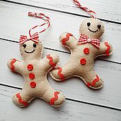 Сувениры и подарки handmade. Livemaster - original item Christmas tree toy made of felt in the shape of a gingerbread man.. Handmade.
