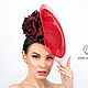 Эксклюзивная красная шляпка с цветами "Сальса" для скачек, Шляпы, Санкт-Петербург,  Фото №1