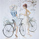 Вышитая картина "Велосипедистки", Картины, Новосибирск,  Фото №1