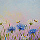 Painting in blue cornflowers, daisies Round oil painting. Pictures. kartina-sochi. My Livemaster. Фото №5