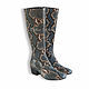 Boots Python skin. Women's boots made of Python skin with zipper. The boots with low heel. Womens shoes genuine Python handmade. Stylish boots made from Python. Fashionable boots made from Python cust