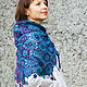 Ажурная летняя шаль - платок Синяя паутинка. Шали. Подарки на 8 Марта от 'Azhurles'. Ярмарка Мастеров.  Фото №4