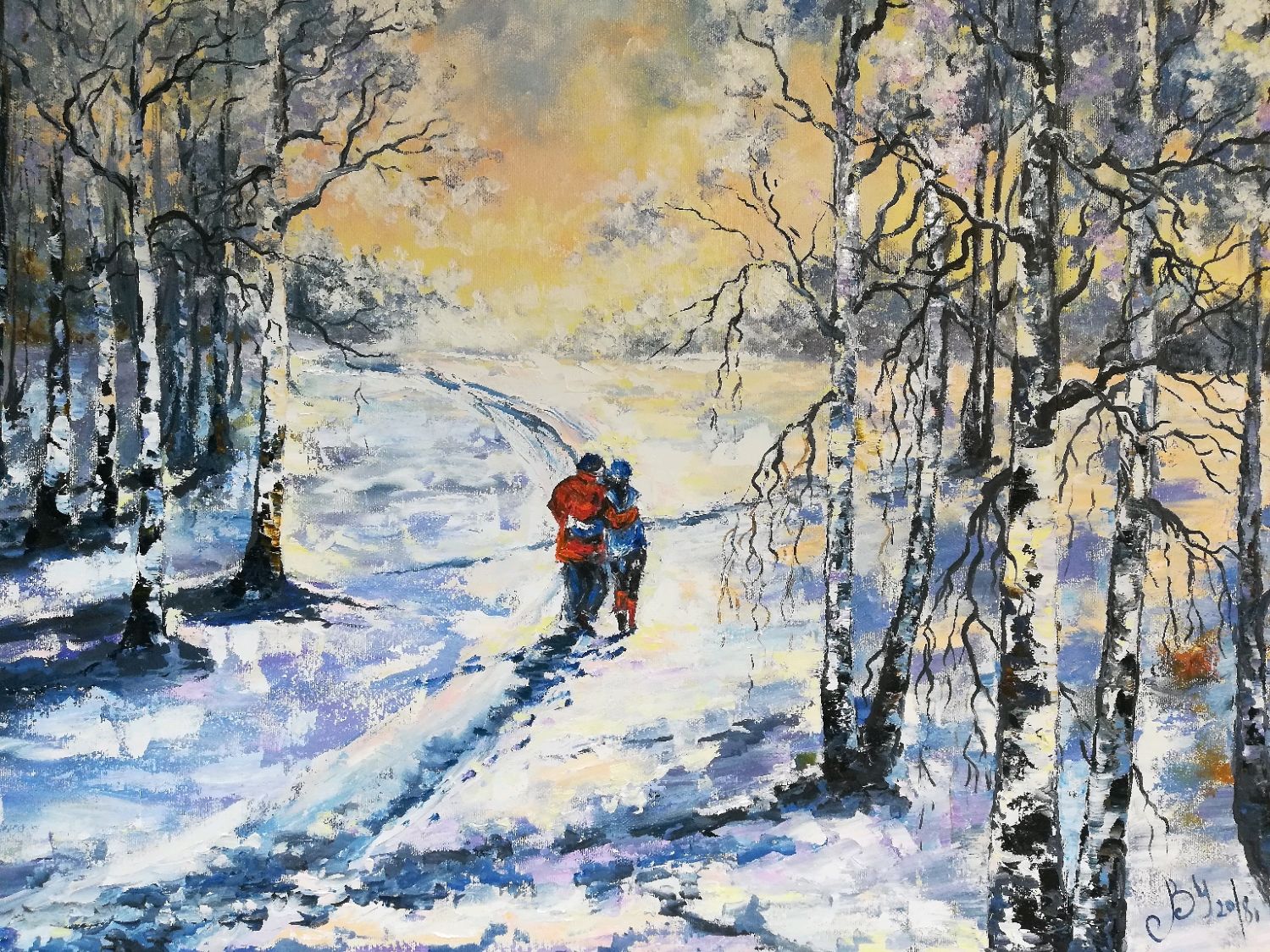 Зимняя прогулка живопись