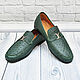Men's loafers, made of genuine ostrich leather, in dark green color!. Loafers. SHOES&BAGS. My Livemaster. Фото №4