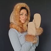 Аксессуары handmade. Livemaster - original item Hood and mittens made of wool. Handmade.