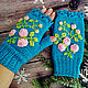 Knitted mittens with embroidery fingerless gloves for women, fingerless gloves with rose. Mitts. YuliaCrochet. Online shopping on My Livemaster.  Фото №2