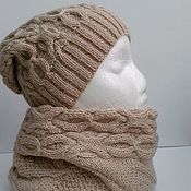 Аксессуары handmade. Livemaster - original item Set knitted hat and Snood Golden fleece. Handmade.