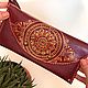 Кошелек клатч кожаный с росписью, сумочка для телефона из кожи красная, Кошельки, Волгоград,  Фото №1