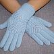 Blue gloves with openwork, Gloves, Orenburg,  Фото №1