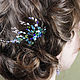 Turquoise wedding bridesmaid comb with crystal beads in the hair, Hair Decoration, Moscow,  Фото №1