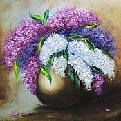 Картины и панно handmade. Livemaster - original item Painting Lilac flowers oil on canvas painting bouquet. Handmade.