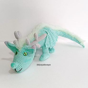 Куклы и игрушки ручной работы. Ярмарка Мастеров - ручная работа Амигуруми куклы и игрушки: Вязаный дракон мятного цвета. Handmade.