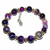 Украшения handmade. Livemaster - original item Purple Agate Bracelet Round Stones. Handmade.