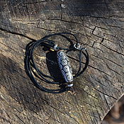 Украшения handmade. Livemaster - original item Choker cord with silver Tibetan beads OM and Ji 21 eyes. Handmade.