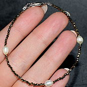 Украшения handmade. Livemaster - original item The bracelet is made of river pearls and natural hematite under gold. Handmade.