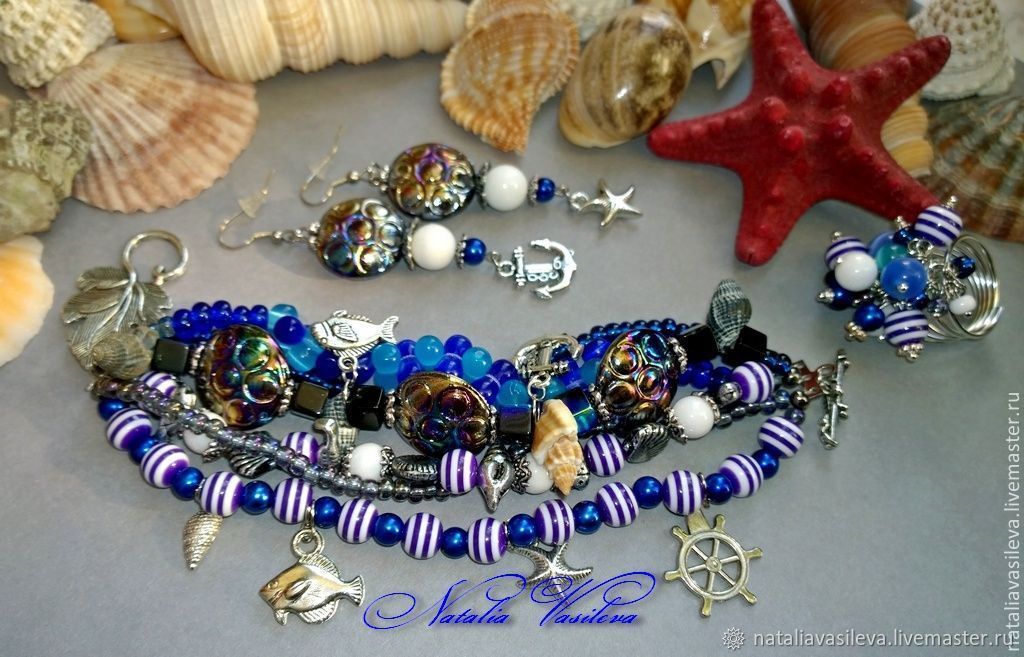 Kit 'Sea' bracelet, earrings, ring, Jewelry Sets, St. Petersburg,  Фото №1