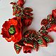 Order Bracelet and Earrings 'CARMEN' Red Poppies Polymer clay. Rimliana - the breath of the nature (Rimliana). Livemaster. . Bead bracelet Фото №3