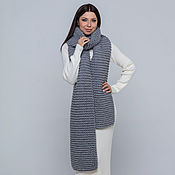 Аксессуары handmade. Livemaster - original item Grey long scarf large knit. Handmade.