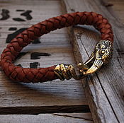 Украшения handmade. Livemaster - original item Leather bracelet with Raven. Handmade.