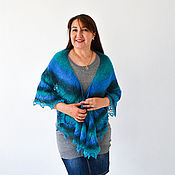 Аксессуары handmade. Livemaster - original item Openwork shawl knitted wool sea wave, shawl warm. Handmade.