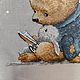 Заказать The picture is embroidered with a cross Bear and bunny. Embroidery by Alena. Ярмарка Мастеров. . Pictures Фото №3