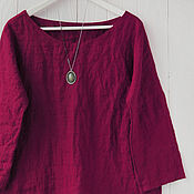 Одежда handmade. Livemaster - original item Oversize blouse made of cherry linen. Handmade.