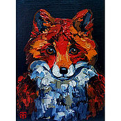 Картины и панно handmade. Livemaster - original item Mini painting fox miniature oil painting animals. Handmade.