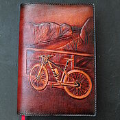 Канцелярские товары handmade. Livemaster - original item Diary Cover leather cover with bicycle hand-embossed. Handmade.