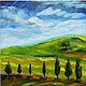 Oil painting Tuscany! oil landscape with cypresses, Pictures, Belaya Kalitva,  Фото №1