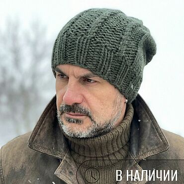 Аксессуары ручной работы. Ярмарка Мастеров - ручная работа Шапка мужская  ДЕРИЛ темно-зеленый хакки  шерсть альпака. Handmade.