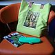 Order Beach Bag Green Textile Bag with Girl's Applique. mechty-o-lete. Livemaster. . Beach bag Фото №3