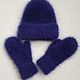Dark blue set (hat, mittens) from angora 80, Headwear Sets, Moscow,  Фото №1