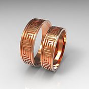 Свадебный салон handmade. Livemaster - original item Paired wedding rings with Greek gold ornaments (Ob13). Handmade.