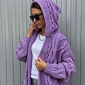 Одежда handmade. Livemaster - original item coat: Women`s demi-season long hooded coat in lilac color. Handmade.