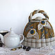 The warmer kettle on. Mustard, linen wedding, for interior, Teapot cover, Magnitogorsk,  Фото №1