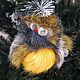 Новогодняя игрушка на ёлку (окно)  Птичка. Меховая игрушка. Помпоны. tais-fur (изделия из меха и кожи). Ярмарка Мастеров.  Фото №5
