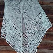 Аксессуары handmade. Livemaster - original item Shawl Frosty mint openwork knitted linen. Handmade.
