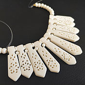 Материалы для творчества handmade. Livemaster - original item Necklace Pendant Set Bleached Carved Buffalo Bone. Handmade.