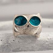 Украшения handmade. Livemaster - original item Ring "Owl" (silver, enamel). Handmade.