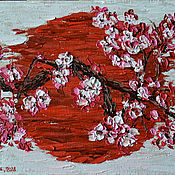 Картины и панно handmade. Livemaster - original item Japanese motif painting, oil on canvas, 24 x 18. Handmade.