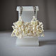 Classic earrings: large cream flower earrings with pearls, Earrings, Sayanogorsk,  Фото №1