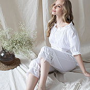 Одежда handmade. Livemaster - original item Italian cotton pajamas white with lace. Handmade.