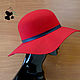 Order Stylish wide-brimmed hat of felt with a soft brim. Red. Mishan (mishan). Livemaster. . Hats1 Фото №3