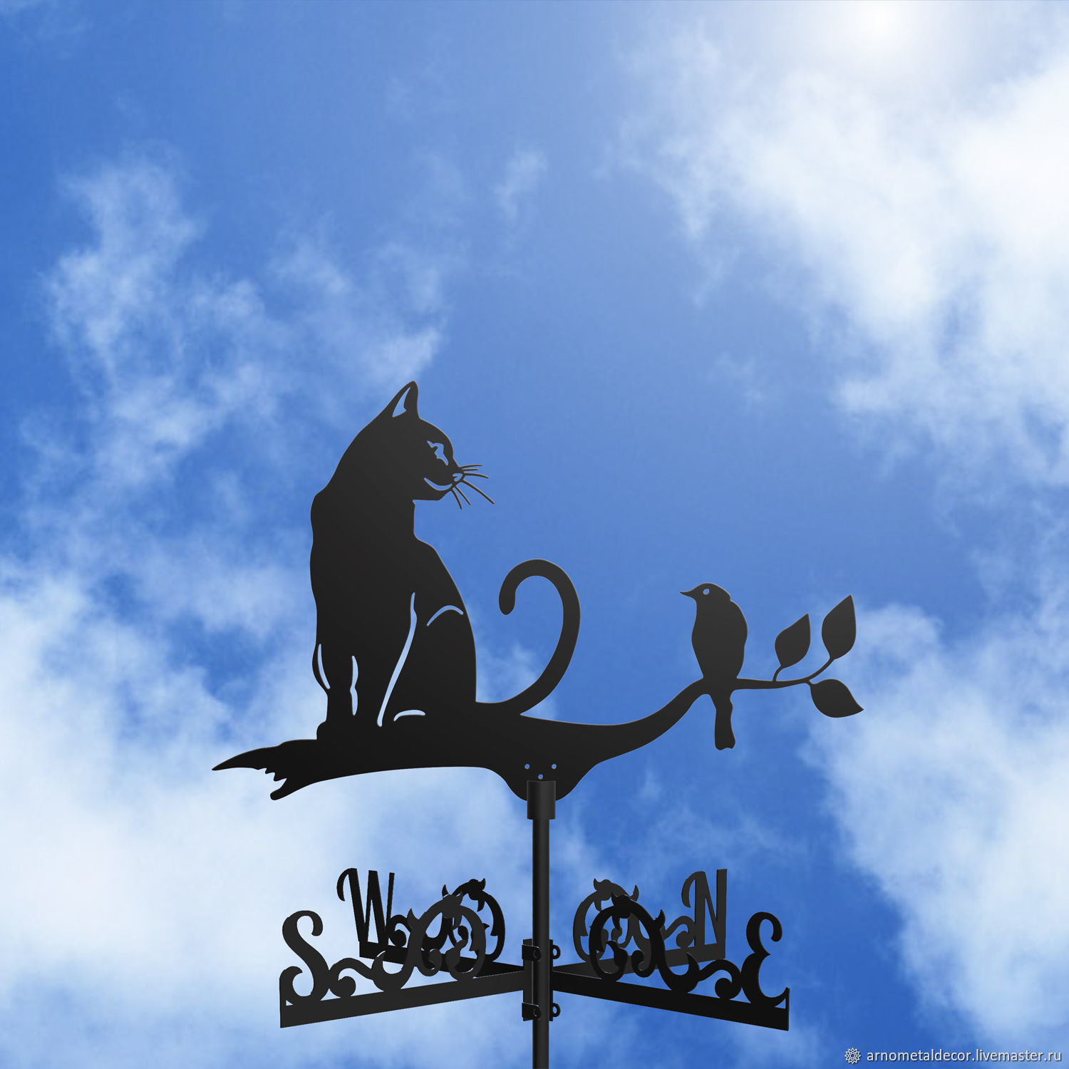 Weather vane on the roof ' Cat and bird', Vane, Ivanovo,  Фото №1