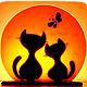 Подсвечник из стекла "Коты при луне". Подсвечники. Ru.Slana       (Стафеева Светлана ). Интернет-магазин Ярмарка Мастеров.  Фото №2