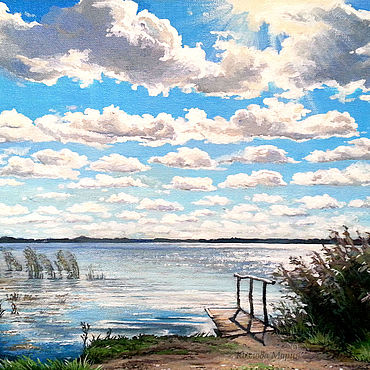 Картины и панно ручной работы. Ярмарка Мастеров - ручная работа Озеро Песно.. Handmade.