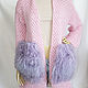 Кардиган с меховыми карманами из Ламы. Кардиганы. Knit by Heart - Вязаная одежда 富. Интернет-магазин Ярмарка Мастеров.  Фото №2