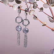 Украшения handmade. Livemaster - original item Long earrings with grey quartz and tassels. Handmade.